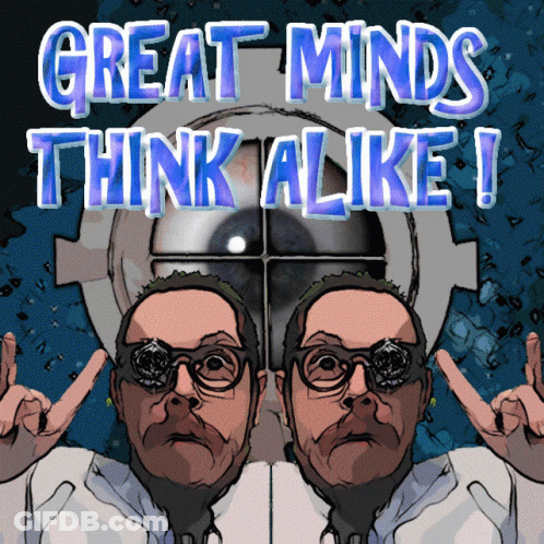 Man Saying Great Minds Think Alike GIF