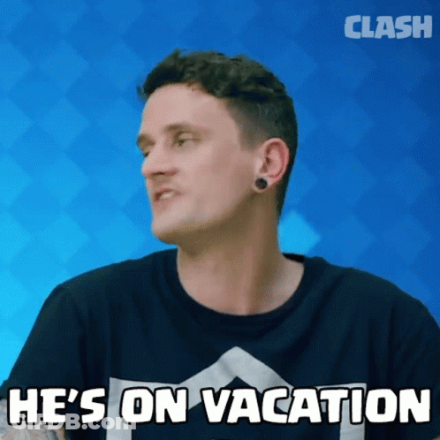 Man Saying He's On Vacation In Clash Shirt GIF