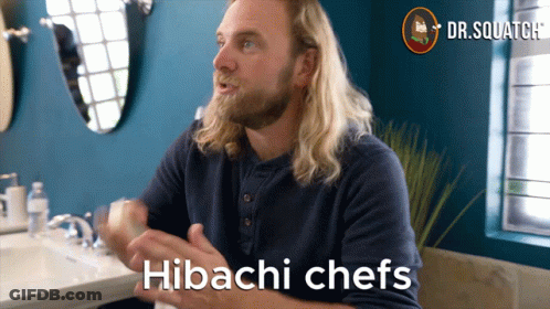 Man Saying Hibachi Chefs Blue Wall GIF