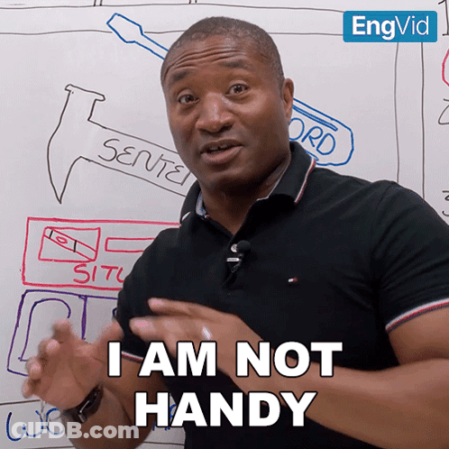 Man Saying I Am Not Handy In Front Of Whiteboard GIF