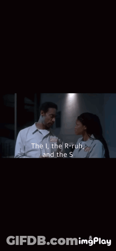 Man Saying I And R-Ruh Next To Woman GIF