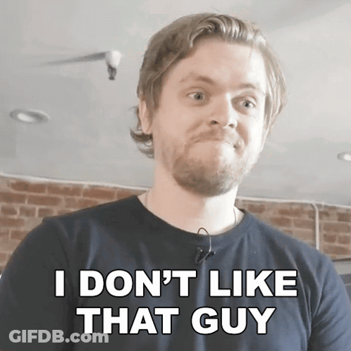 Man Saying I Don't Like That Tone With You're My Hero Logo GIF