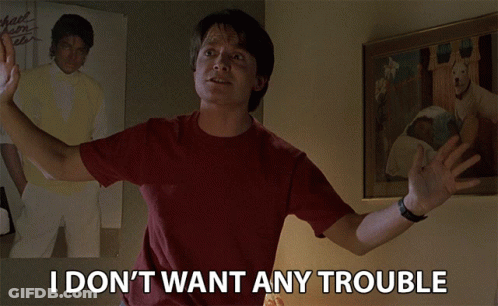 Man Saying I Don't Want Any Trouble In Front Of Michael Jackson Poster GIF