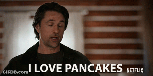 Man Saying I Love Pancakes In Front Of Netflix Logo GIF