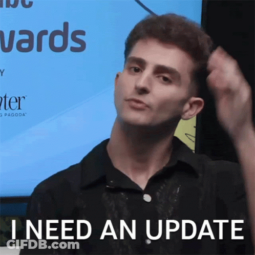 Man Saying I Need An Update In Front Of Screen Saying Wards GIF