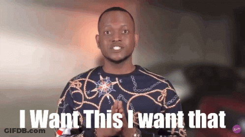 Man Saying I Want This I Want That In Front Of Car GIF