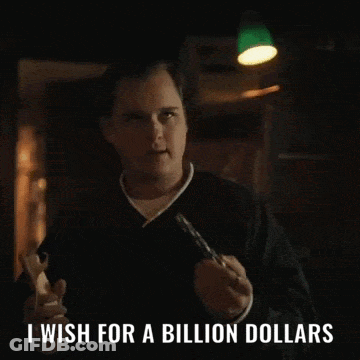 Man Saying I Wish For A Billion Dollars In Dark Room GIF