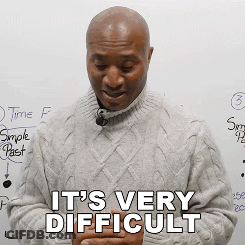 Man Saying It's Very Difficult In Front Of Whiteboard GIF
