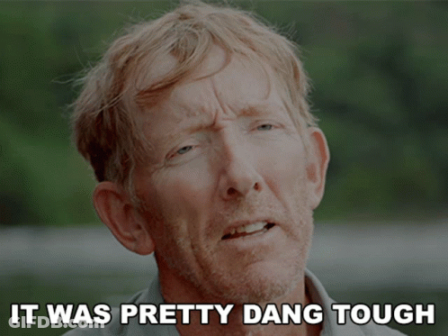 Man Saying It Was Pretty Dang Tough In Front Of Green Background GIF