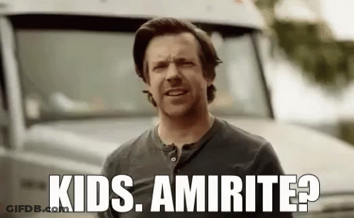 Man Saying Kids, Amirite? By Truck GIF