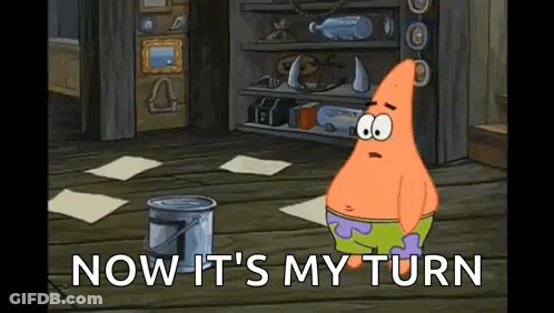 Man Saying My My My My Turn In Front Of Paintings GIF