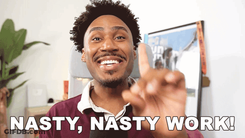 Man Saying Nasty Nasty Work In Front Of Framed Picture GIF