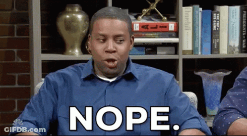 Man Saying Nope In Front Of Bookshelf GIF
