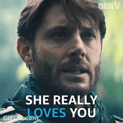Man Saying She Really Loves You In Blue GIF