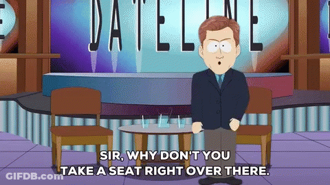 Man Saying Sir Why Don't You Take A Seat Right Over There GIF