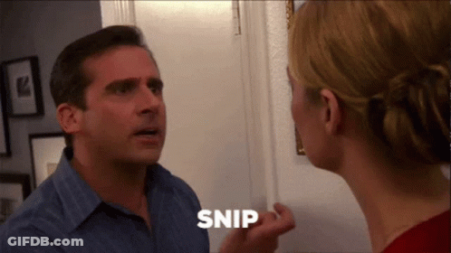 Man Saying Snip Talking To Woman GIF