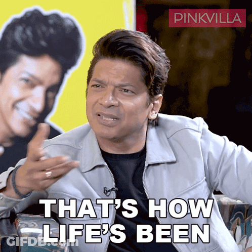 Man Saying That's How Life's Been With Pinkvilla Logo GIF
