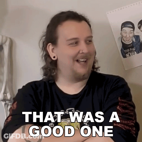 Man Saying That Was A Good One In Front Of Picture GIF