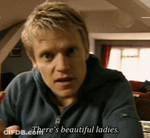 Man Saying There's Beautiful Ladies By Window GIF