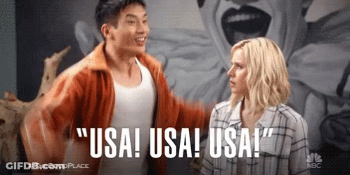 Man Saying USA USA USA Next To Woman GIF