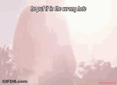 Man Saying Wrong Hole In Front Of Trees GIF