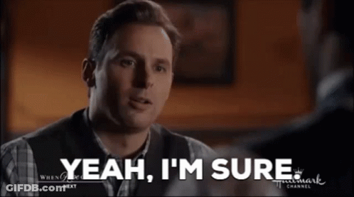 Man Saying Yeah In Front Of Hallmark Ad GIF