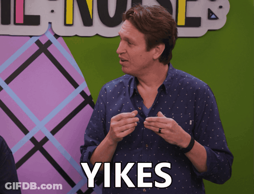 Man Saying Yikes In Front Of Green Background GIF