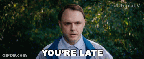 Man Saying You're Late Near Trees GIF