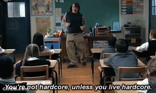 Man Saying You're Not Hardcore Unless You Live Hardcore GIF