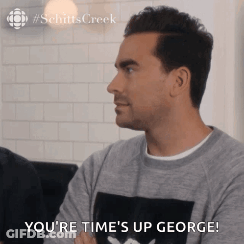 Man Saying You're Time's Up George In Grey Sweater GIF