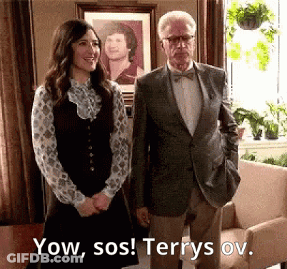Man Saying Yow Sos Terry Ov Beside Woman GIF