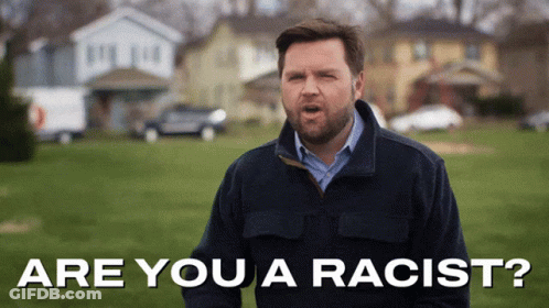 Man Says Are You A Racist Standing In Front Of House GIF