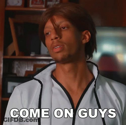 Man Says Come On Guys While Wearing White Jacket GIF