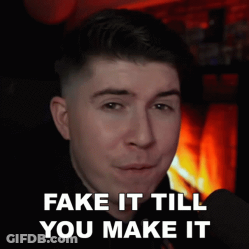 Man Says Fake It Till You Make It In Front Of Fire GIF
