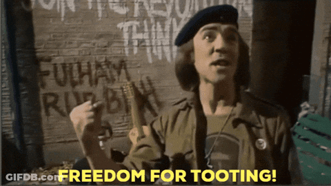 Man Says Freedom For Tooting In Front Of Graffiti GIF
