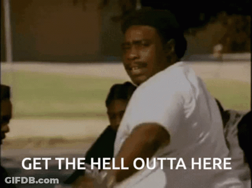Man Says Get The Hell Outta Here In Front Of Crowd GIF