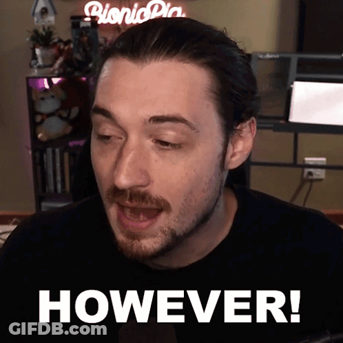 Man Says However In Front Of Bionic Pin Neon Sign GIF