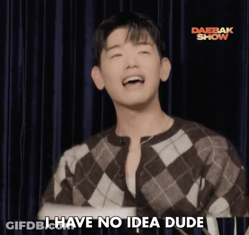 Man Says I Have No Idea Dude In Front Of Blue Curtain GIF