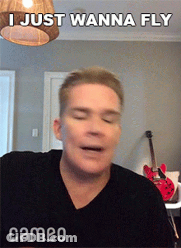Man Says I Just Wanna Fly In Front Of Red Guitar GIF