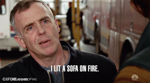 Man Says I Lit A Sofa On Fire Talking To Another Man GIF