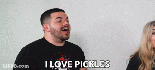 Man Says I Love Pickles Standing Next To Woman GIF