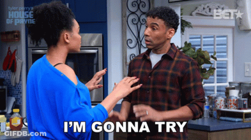 Man Says I'm Gonna Try Next To Woman In Kitchen GIF