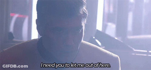 Man Says I Need You To Let Me Out Of Here In Dark Room GIF