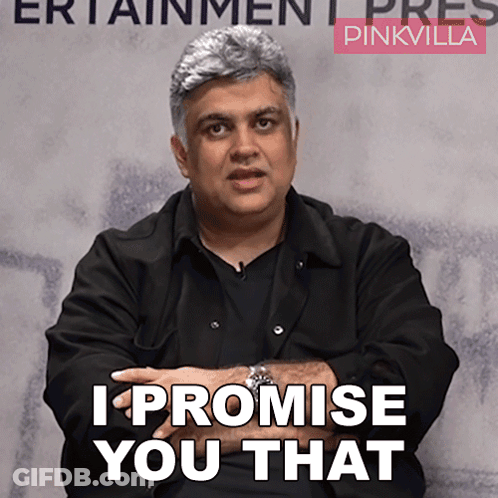 Man Says I Promise You That In Front Of Pinkvilla Sign GIF
