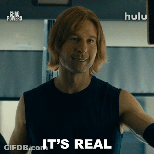 Man Says It's Real In Front Of Hulu Ad GIF