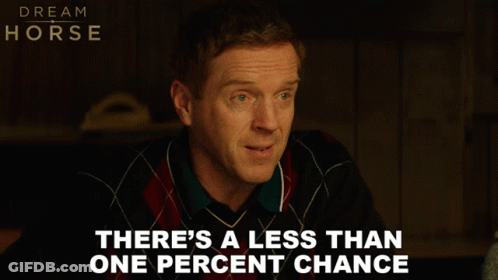 Man Says Less Than One Percent Chance In Front Of Dream Horse Poster GIF