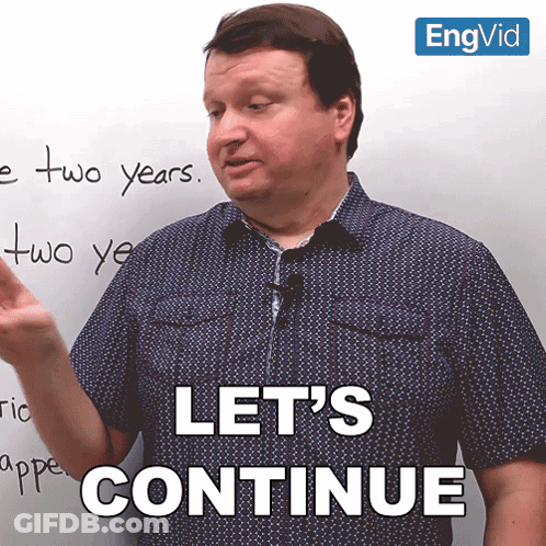 Man Says Let's Continue In Front Of Whiteboard GIF