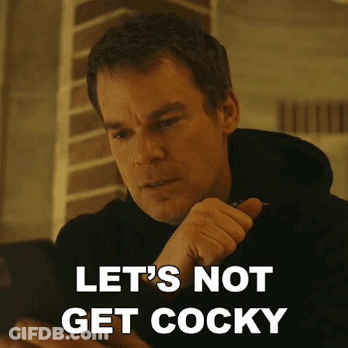 Man Says Let's Not Get Cocky Looking At Cell Phone GIF