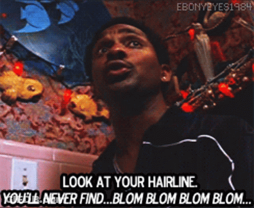 Man Says Look At Your Hairline You'll Never Find Blom Blom Blom Blom Blom GIF