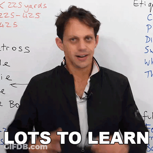Man Says Lots To Learn In Front Of White Board GIF